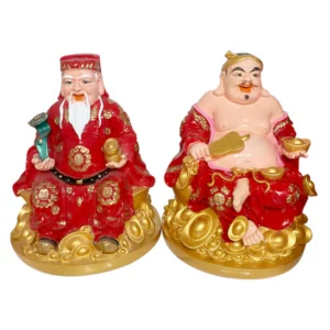 Couple Of Earth God Statue Red Premium - Cap Tuong Tai Dia Mau Do Loai Dep 8'' 1 set x 1