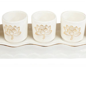 White Lotus Set of 5 Cups No Lid - Bo 5 Chen Hoa Sen Trang Khong Nap 1 Set