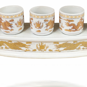 White Yellow Dragon Set of 5 Cups - Bo Chen 5 Rong Vang Trang 1set x 1