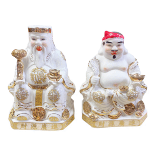 Couple of Earth God Statue White Premium - Cap Tuong Tai Dia Trang Loai Dep 20cmm 8'' 1pair x 1