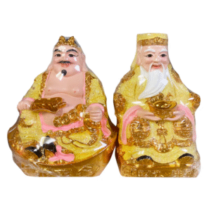 Couple Of Earth God Statue Yellow Standard - Cap Tuong Tai Dia Mau Vang Loai Thuong 6'' 1 pair x 1